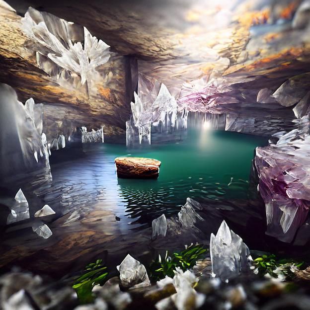 Crystal Cave Lake: Hyperrealistic Unreal Engine Art