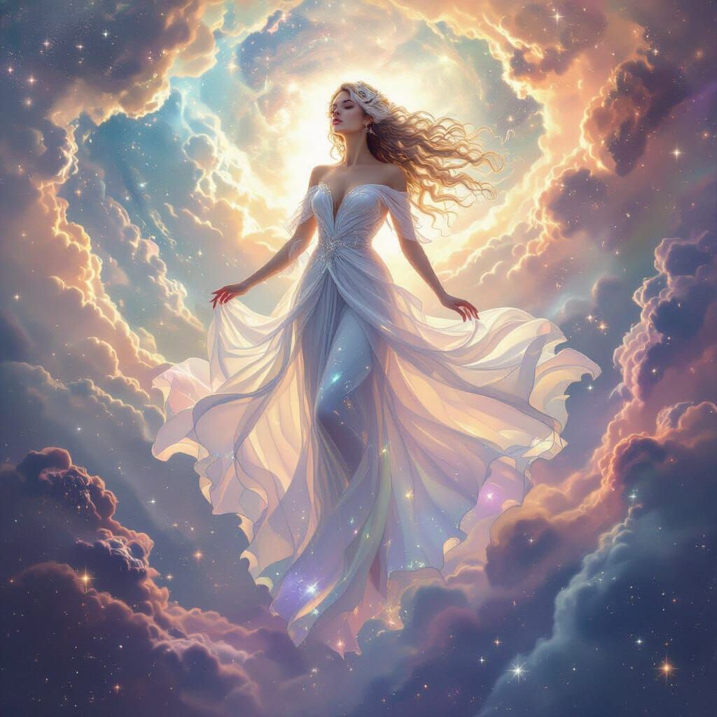 Celestial Goddess in Nebula of Stardust