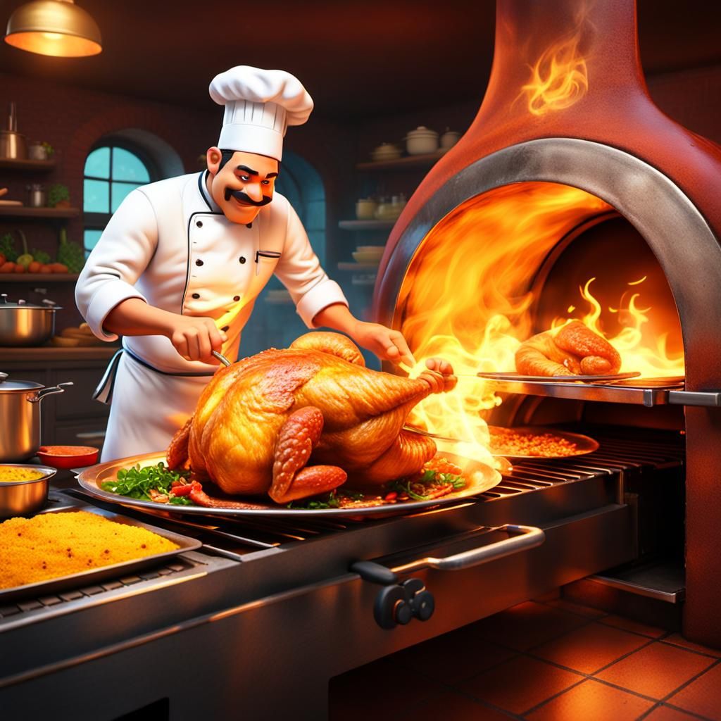 Vibrant Tandoor Oven Scene in Whimsical Pixar Style