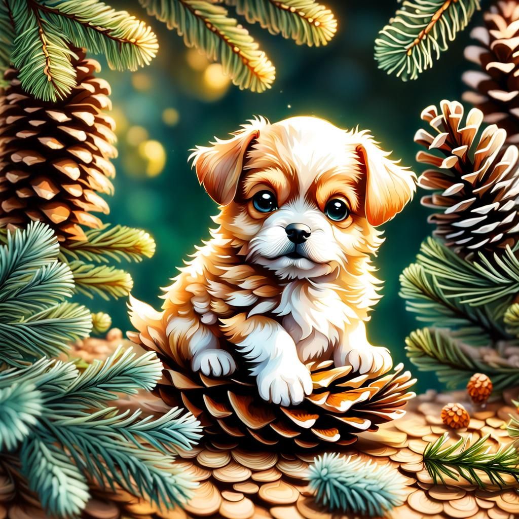 Ultra-Tiny Puppy in Hyperdetailed Airbrush Art