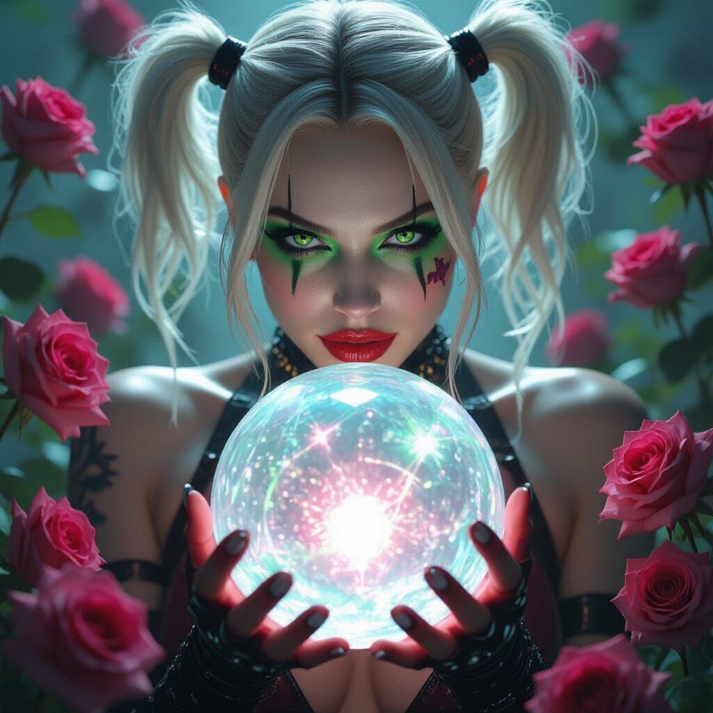 Harley Quinn as Gothic Model with Crystal Ball