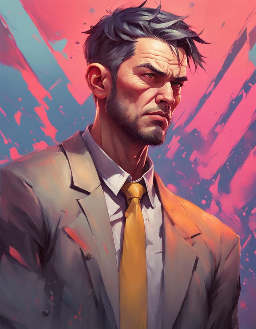 Haggard Federal Agent Portrait in Japanese Surrealism