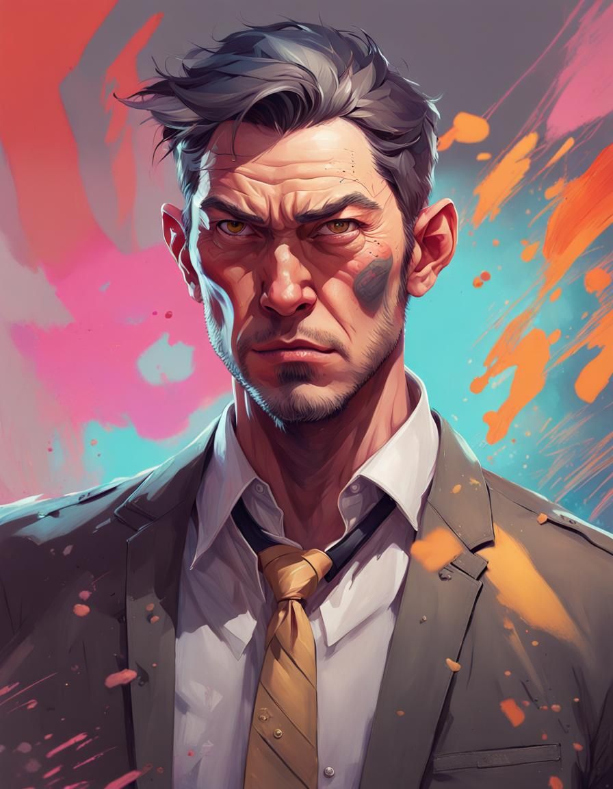 Haggard Federal Agent Portrait in Detailed Digital Art