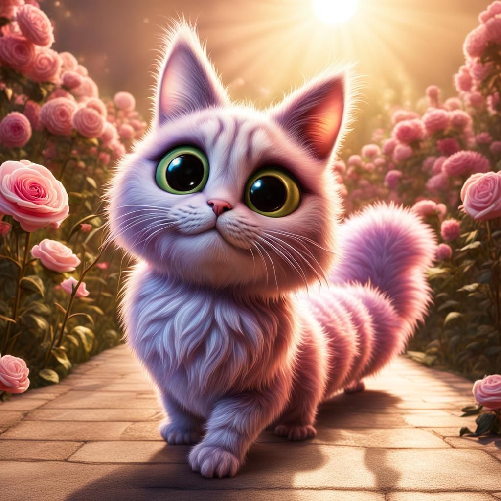 Endearing Cat Caterpillar Hybrid in a Rose Garden