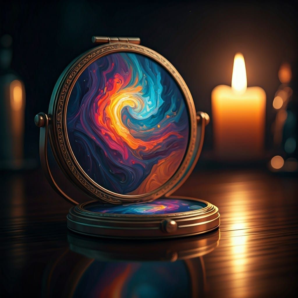 Luxurious Mirror Reflecting Dreamlike Swirling Realities