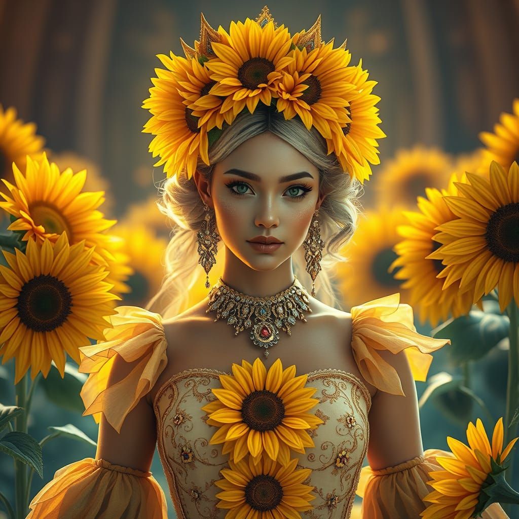 Sunflower Queen Reigns in Vibrant, High-Fantasy Style