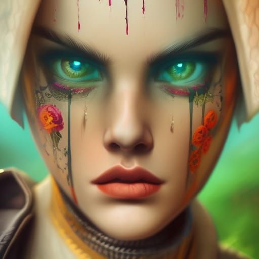 Dramatic Portrait with Intricate Detail in Splash Art Style