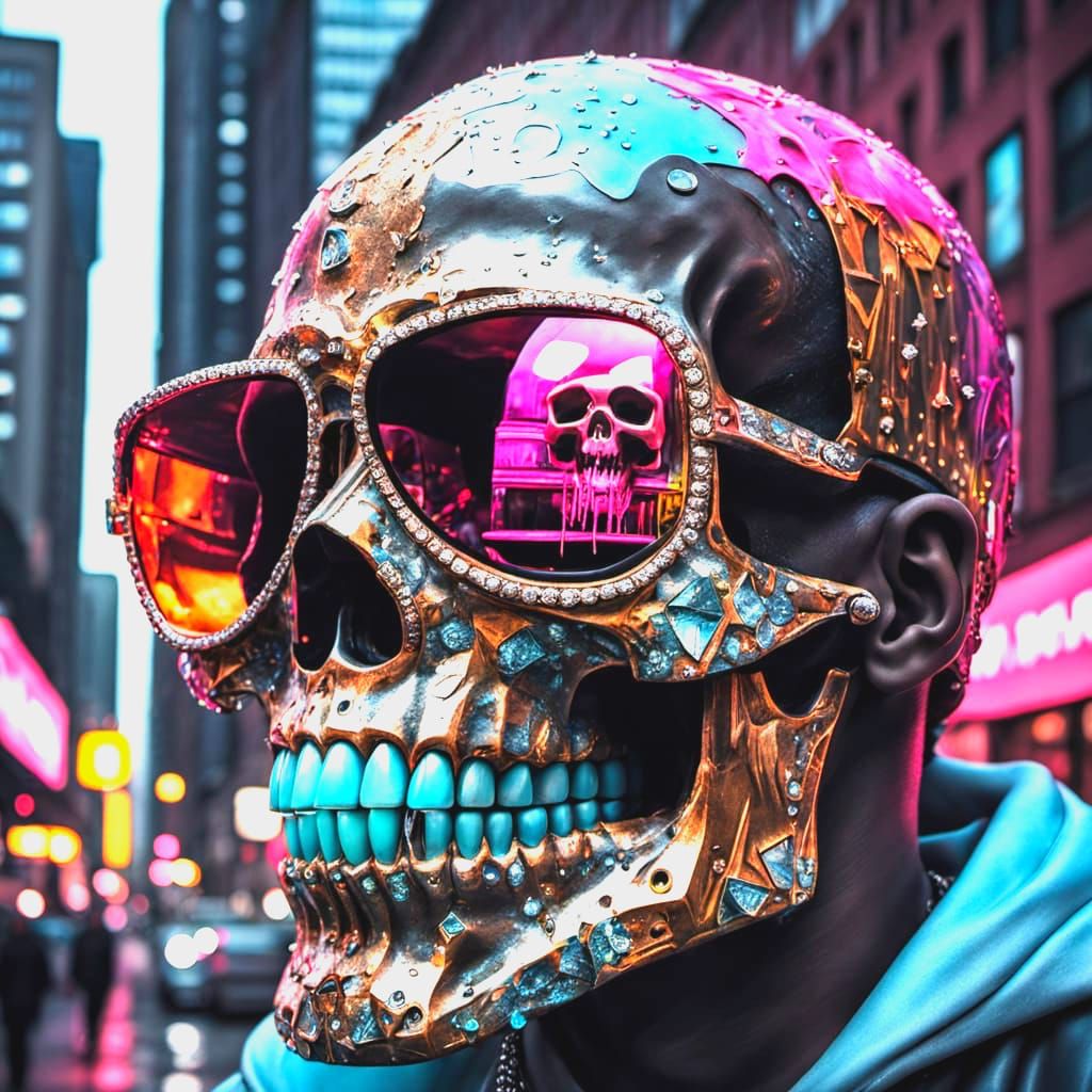 Skull street grillz XL diamonds