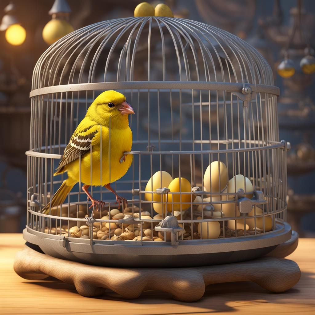 Birds in Open Cage: 3D Digital Art