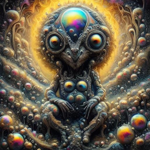 Gothic Queen of Swords Painting with Golden Rose