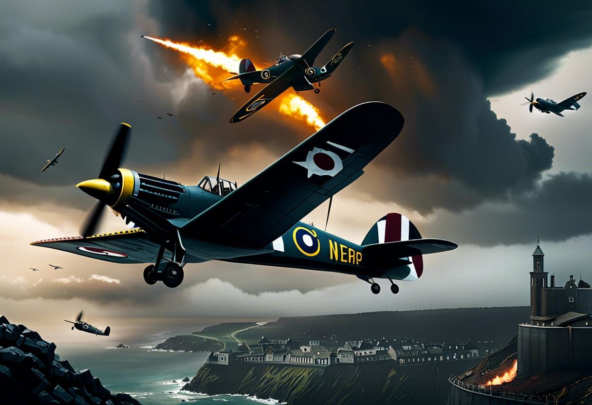 An epic dogfight over the English channel in WW2