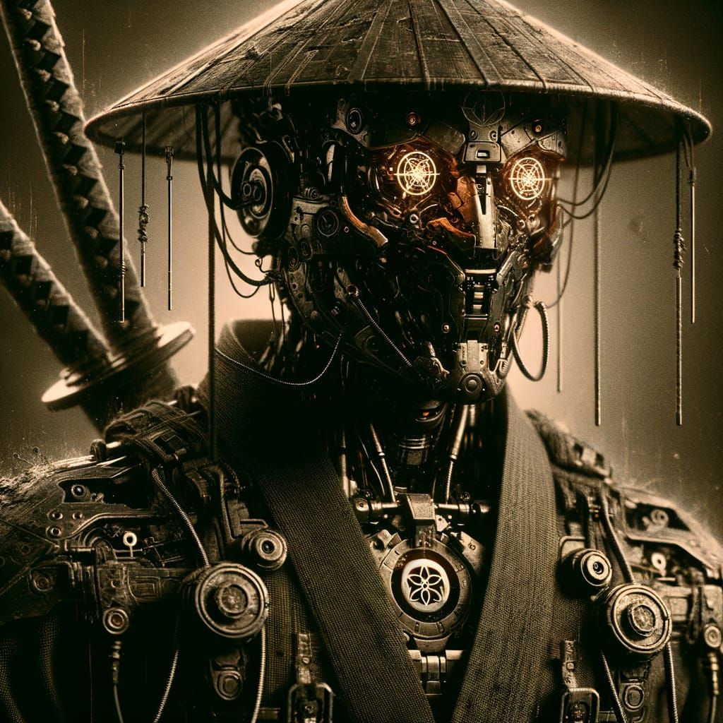 Futuristic Cyborg Ninja in Dark Fantasy Style