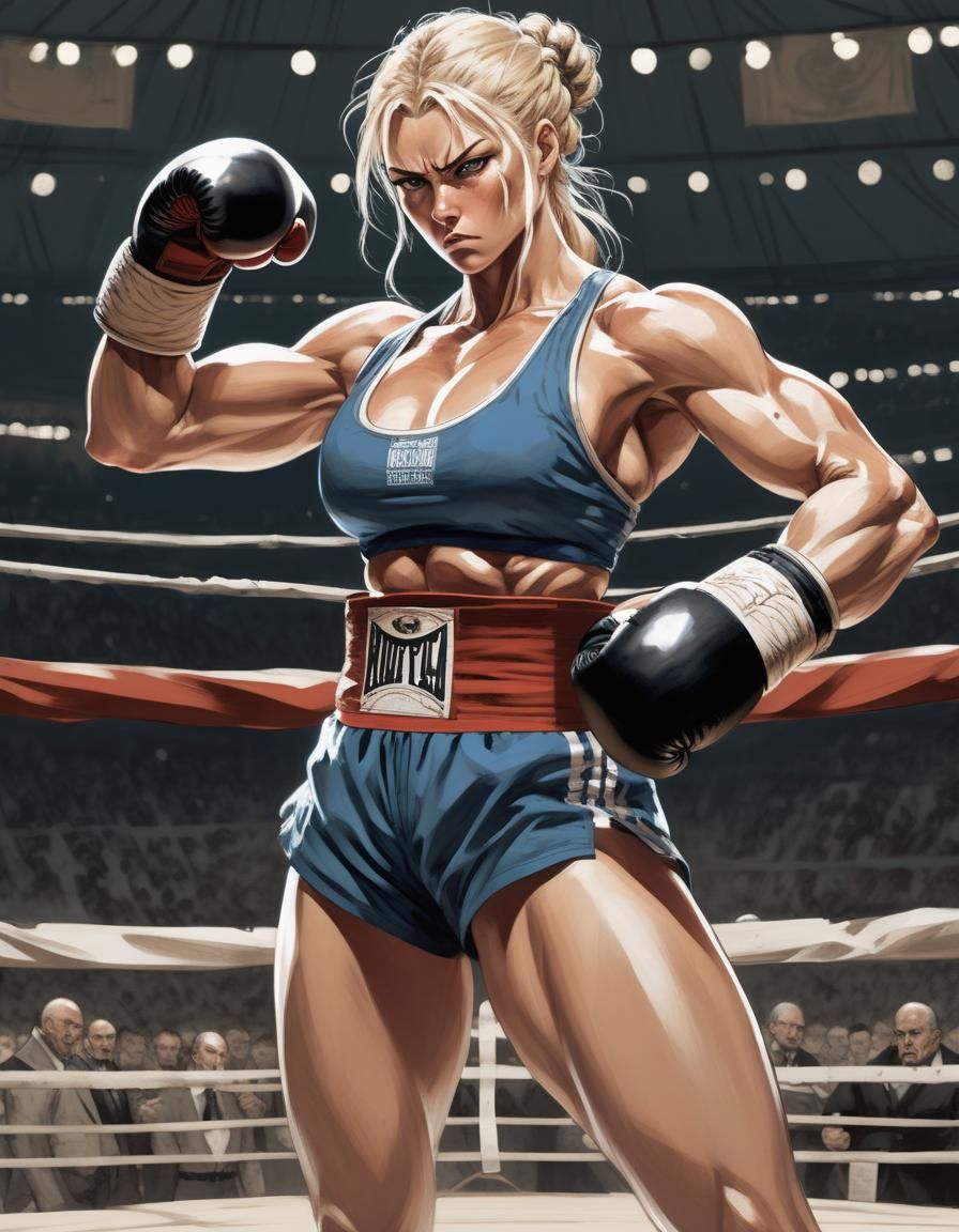 Muscular Nordic Boxer in Manga Key Visual Style