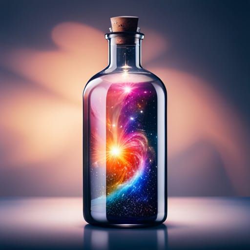 Galaxy in a Bottle: Hyperrealistic Splash Art