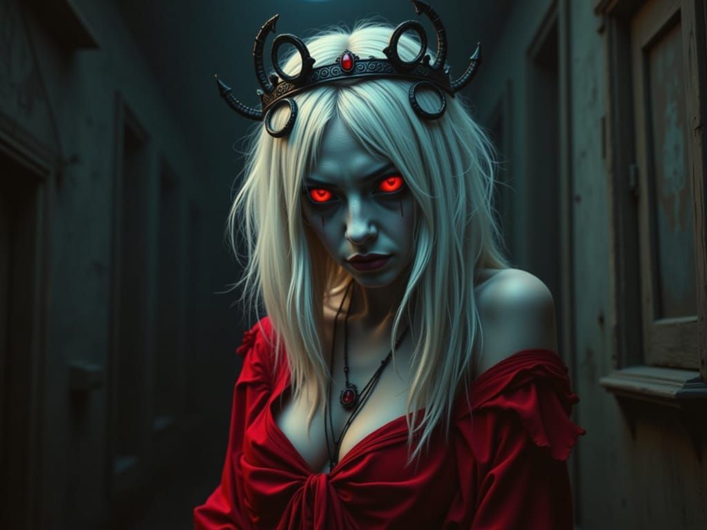 Cursed Queen of the Underworld in Dark Surrealism