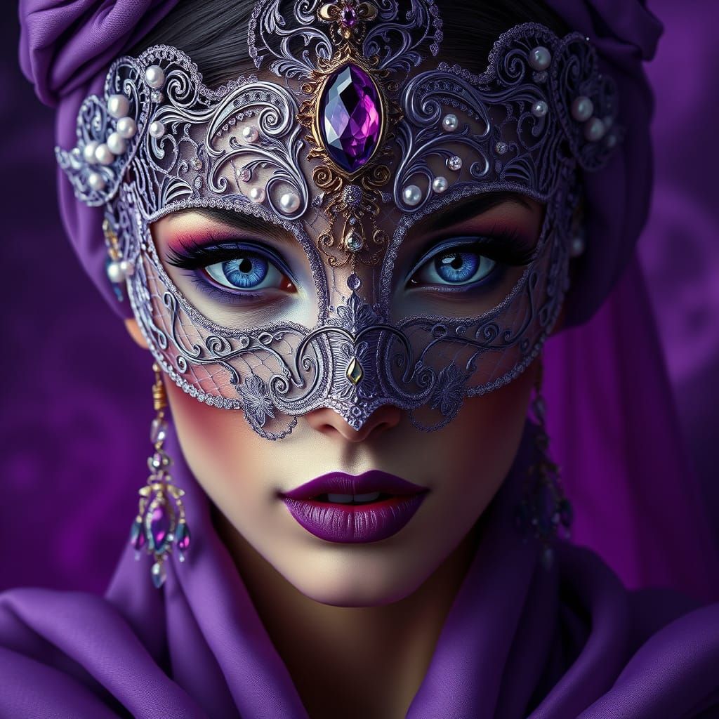 Surreal Portrait in Dreamy, High-Contrast Style with Lavende...