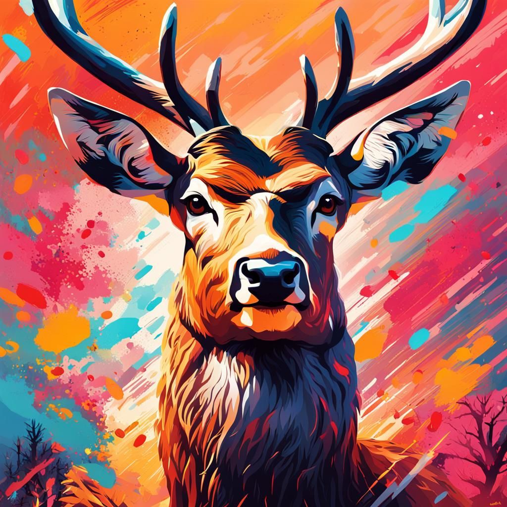 Hyperrealistic Nara Deer Park Splash Art