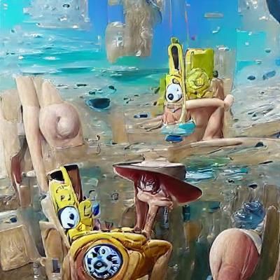One Piece Swimsuit at Bikini Bottom as Oil Painting