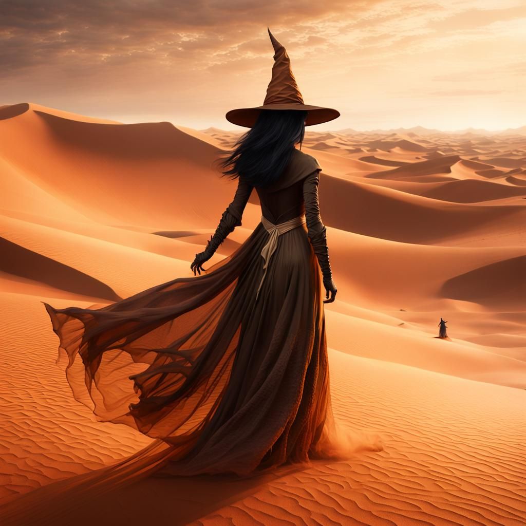Sand Witch in Sahara Desert Digital Painting