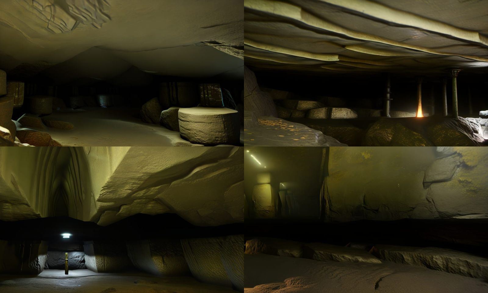 Gritty Underground Cave Passage in Ethereal Fantasy Style