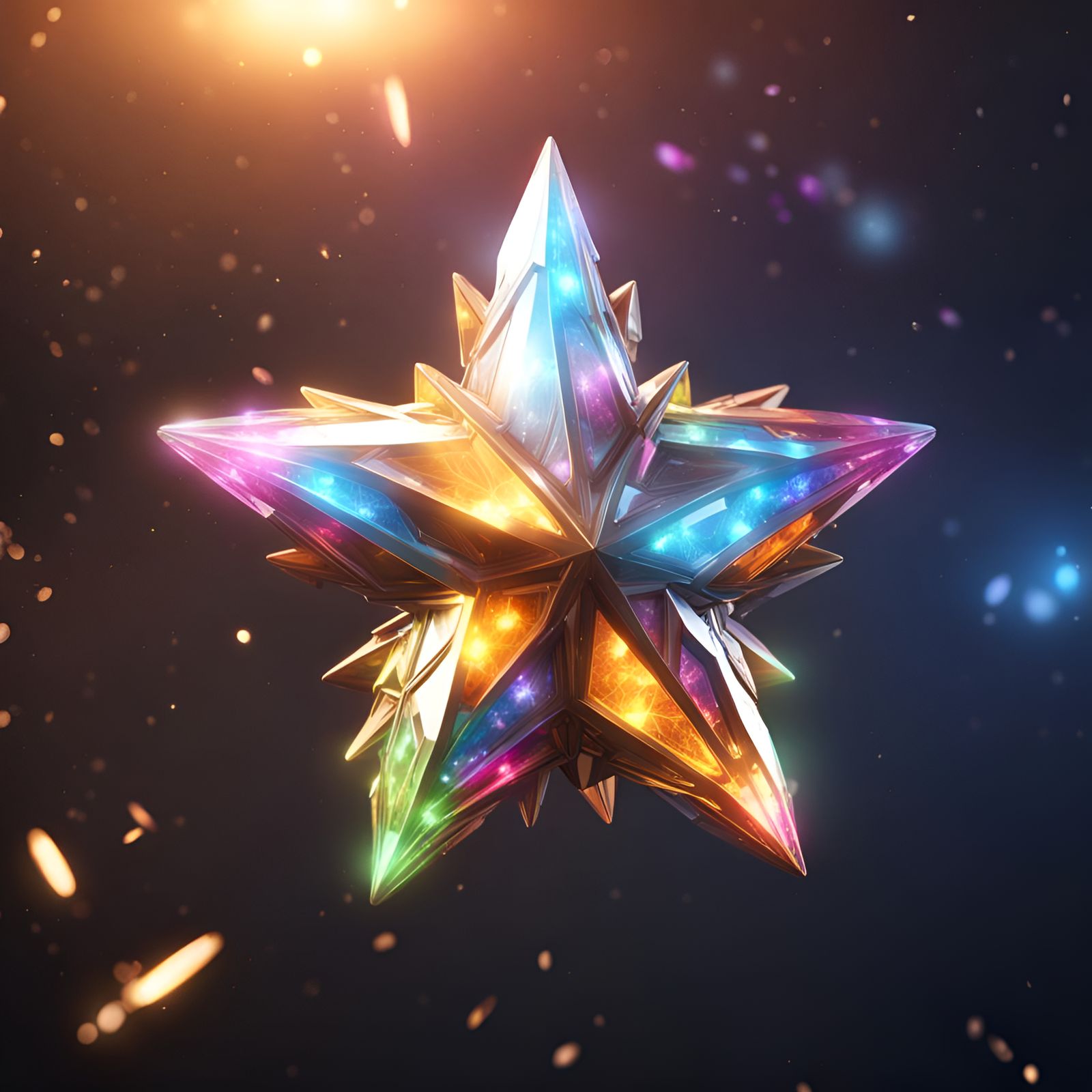 Illuminated Crystal Star in 3D Game Style