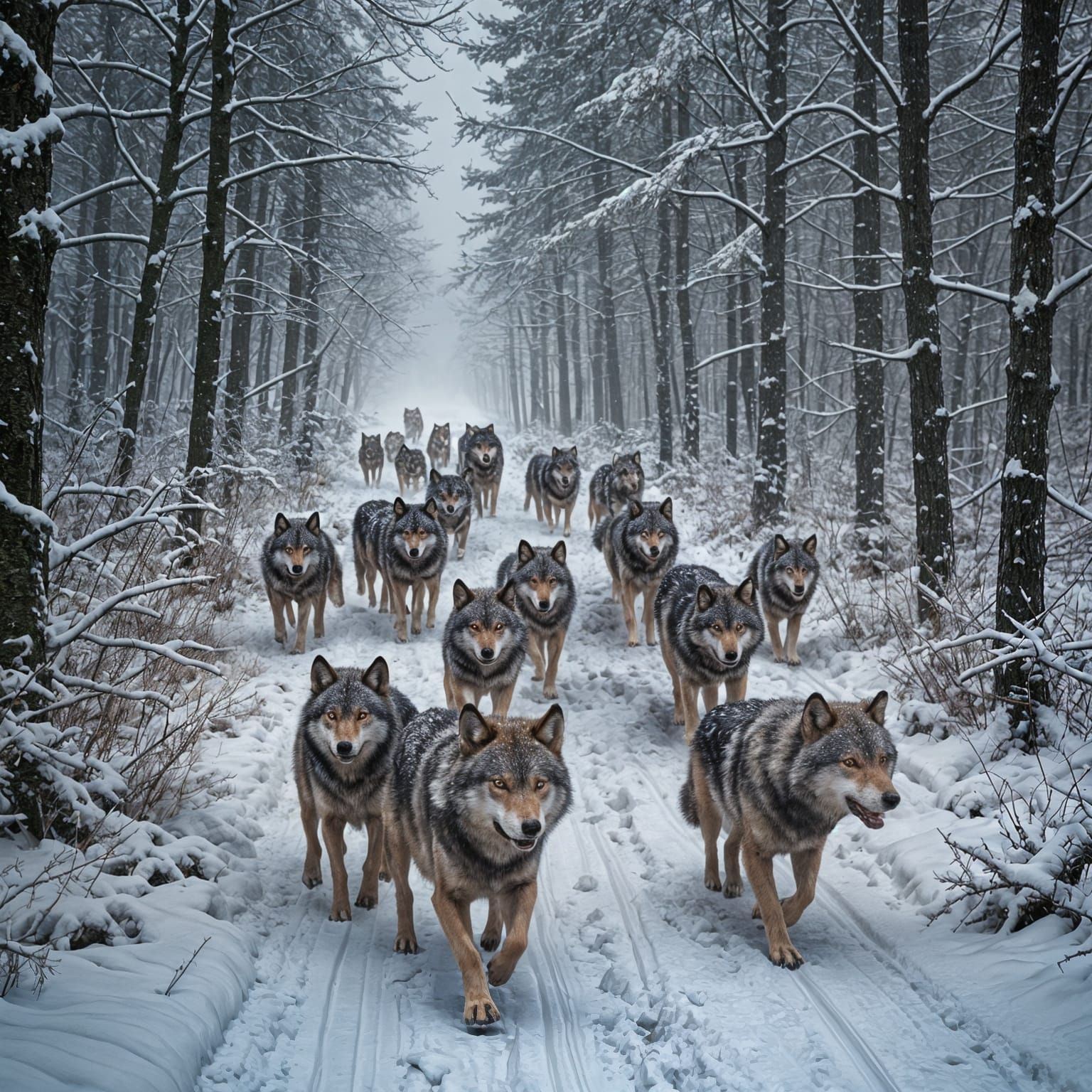 Wolves Run Through Blizzard: Fantasy Concept Art
