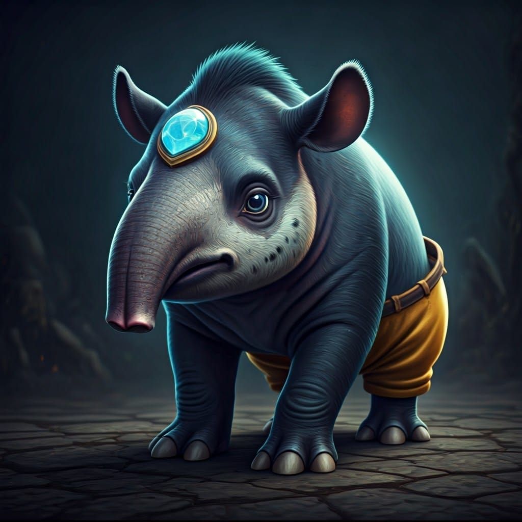 Mystical Tapir in Epic 3D Videogame Style with Hypnosis Gem