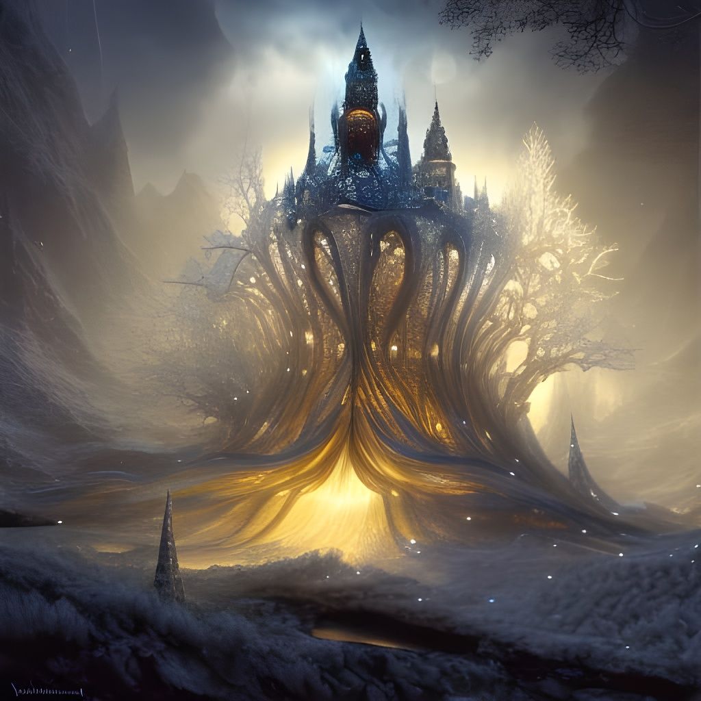 Glass Diamond Villa on Iceberg: Fantasy Art