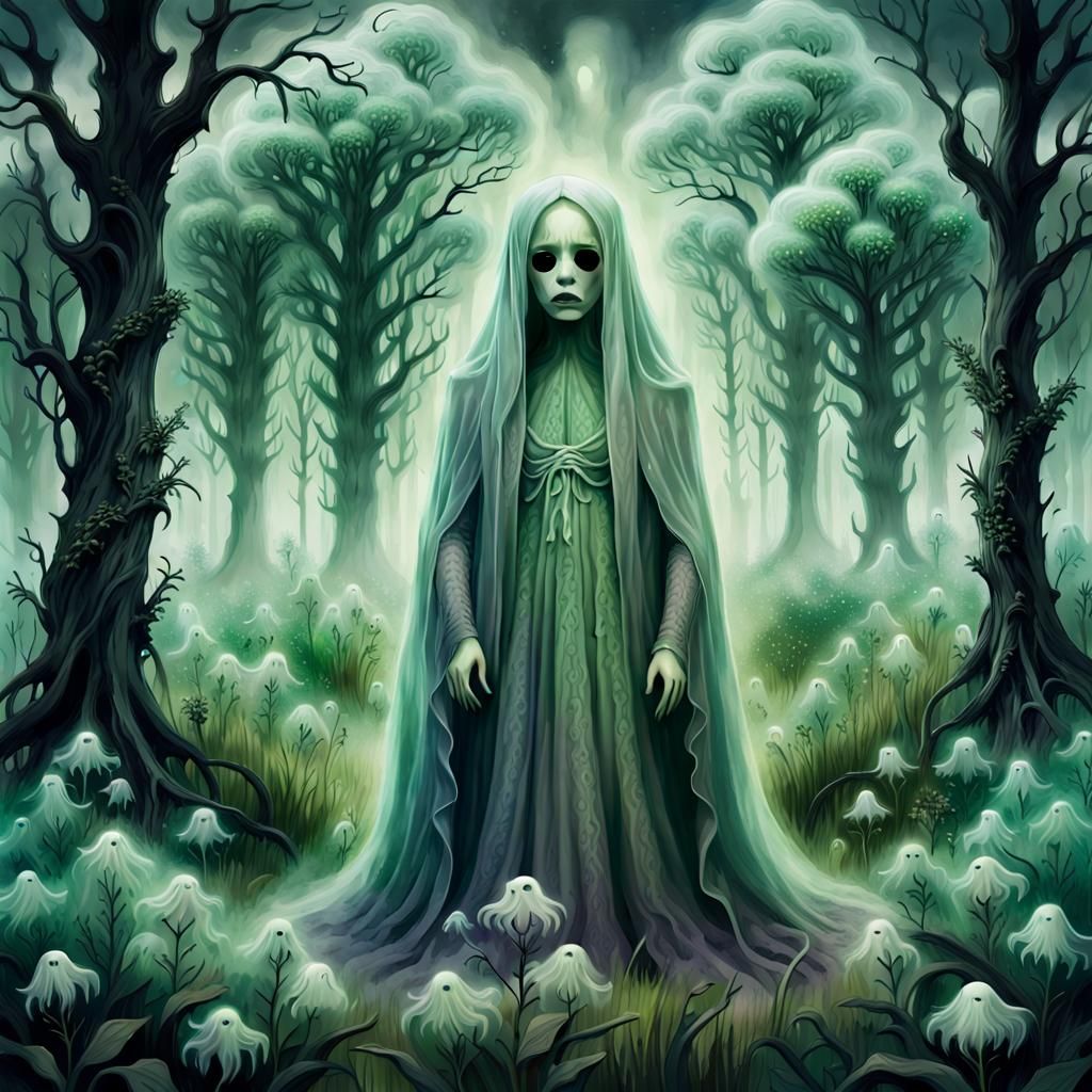 Ghostly Spectral Portrait in Gothic Digital Art