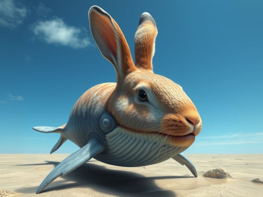 Rabbit-Whale Chimera in Photorealistic Style