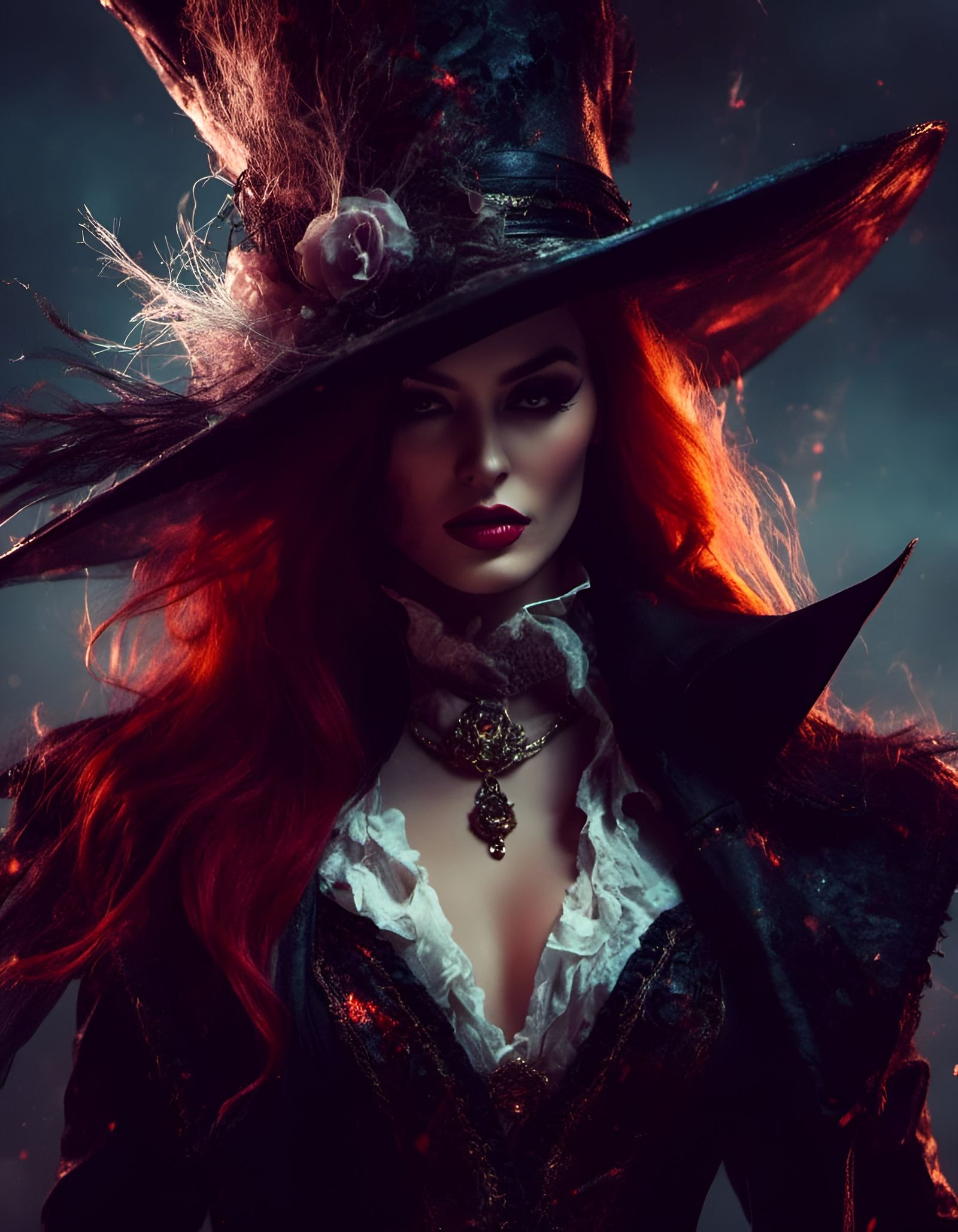Gorgeous Witch Goddess Portrait with Mystic Fog