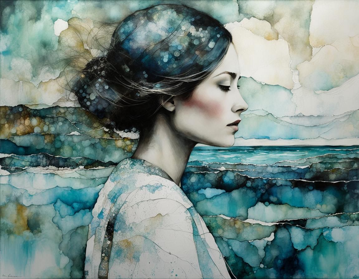 Surreal Sea: Encaustic Painting of Shifting Colors