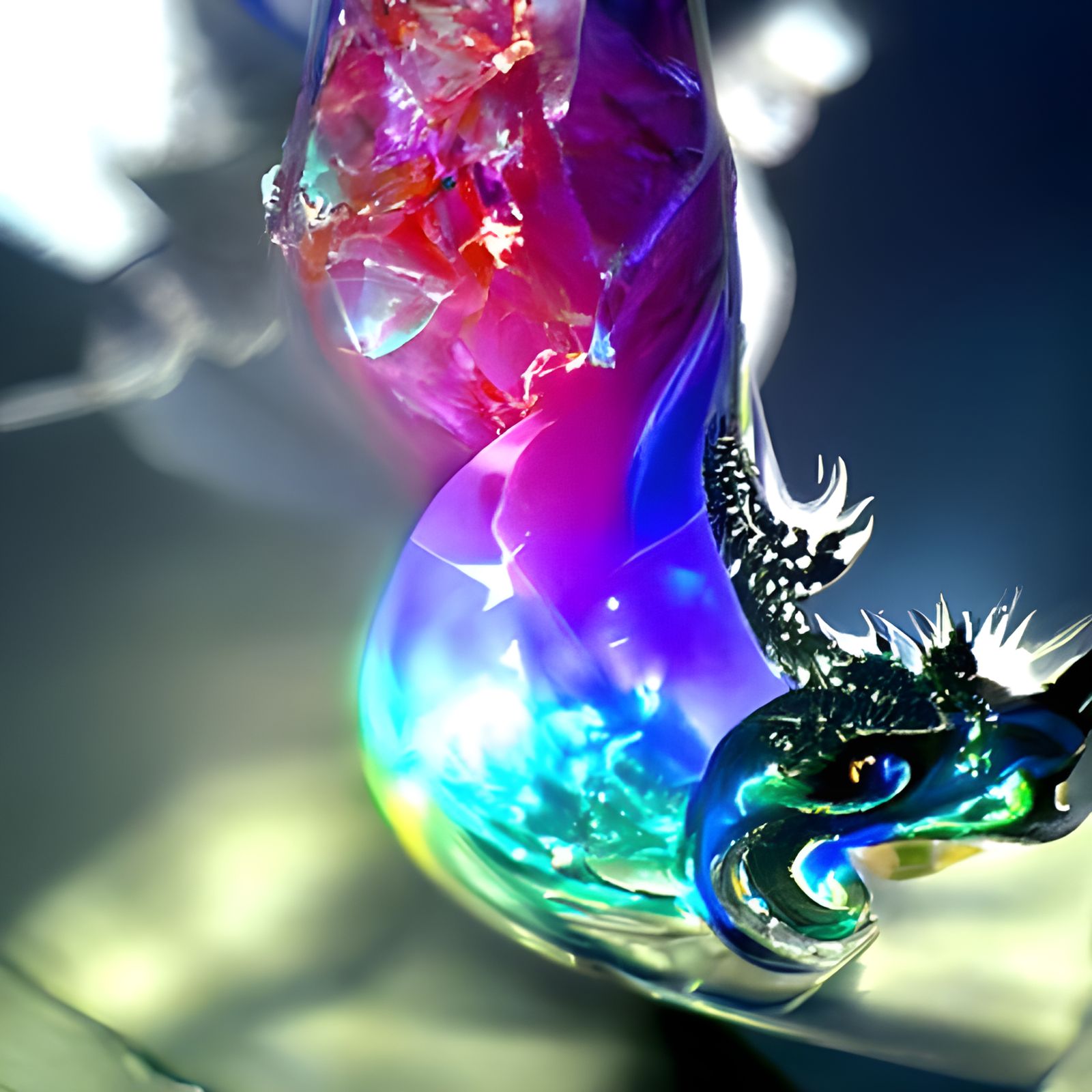 Dragon and Crystal: A Cosmic Dance of Light