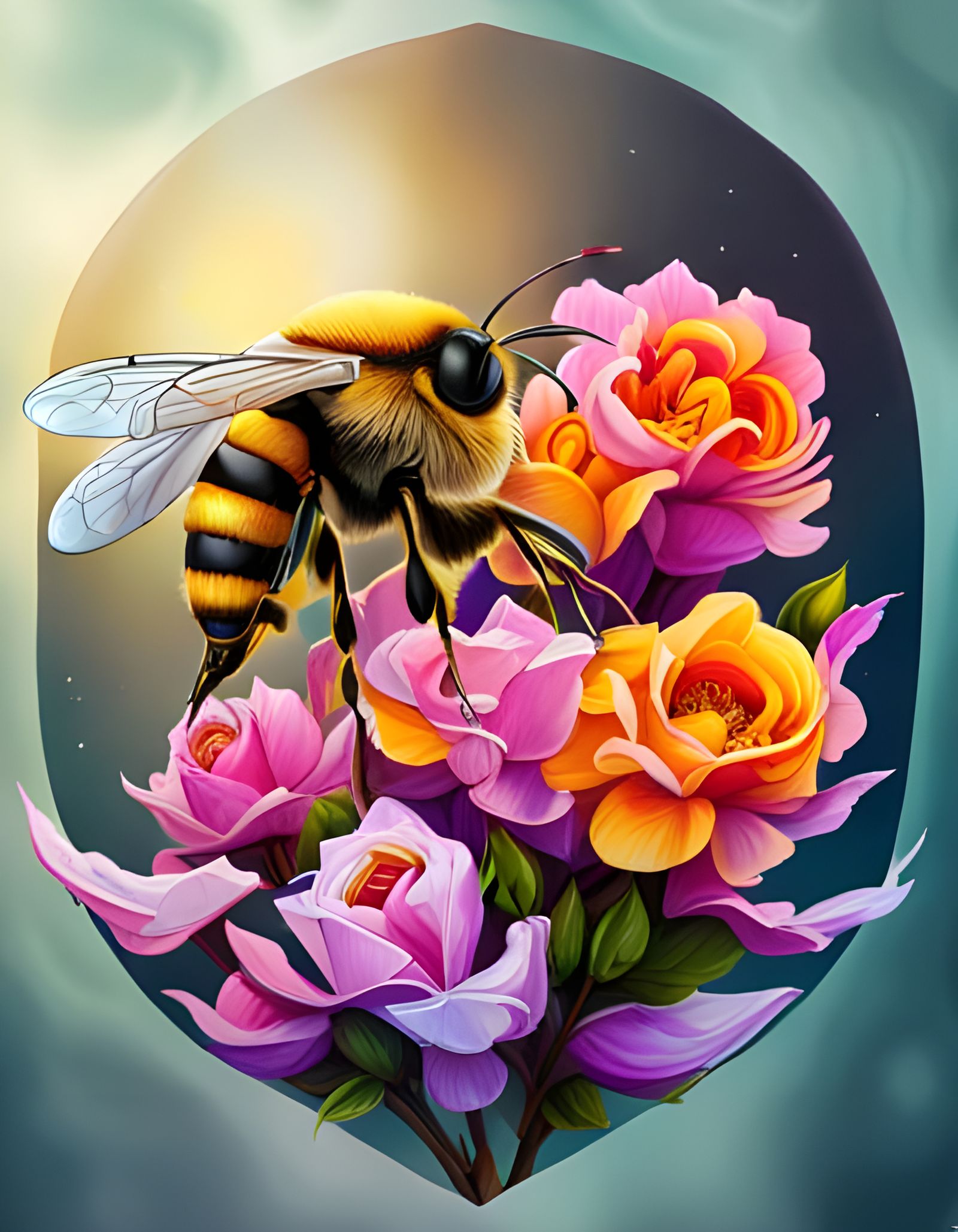 Epic Bee and Honeycomb on Rose Crescent