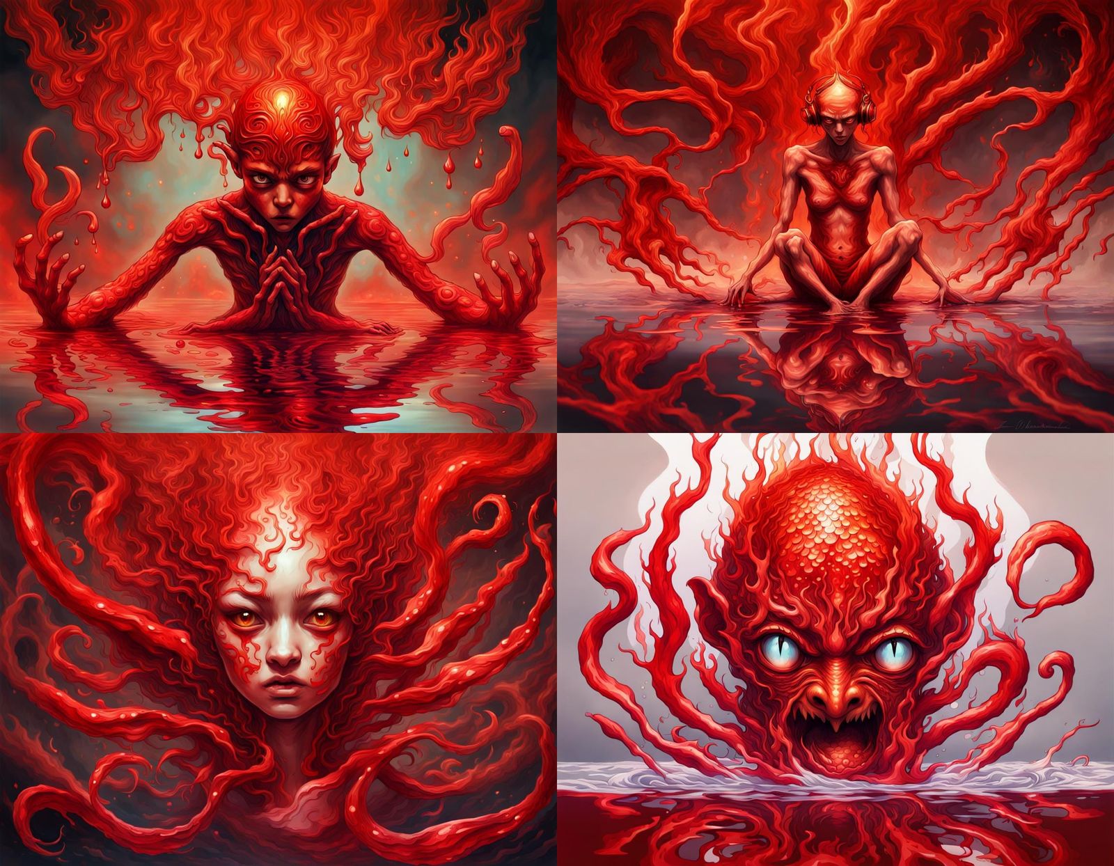 Horrific Red Homunculus Miasma with Fire Reflection