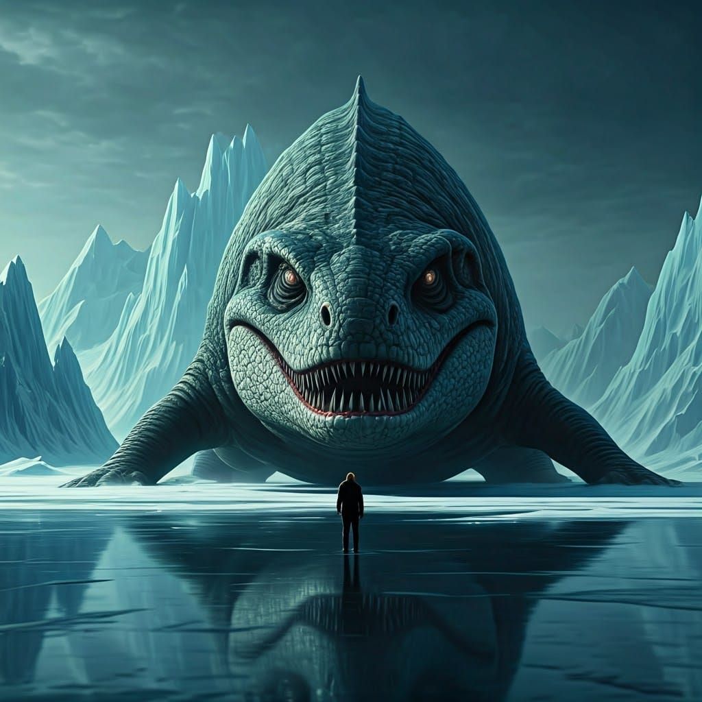 Colossal Mosasaur Unleashed in Ancient Ice Age Landscape