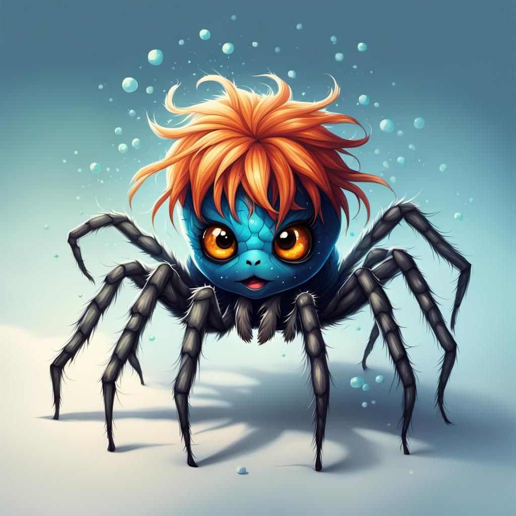 Adorable Spider in Wig: Fantasy Splash Art