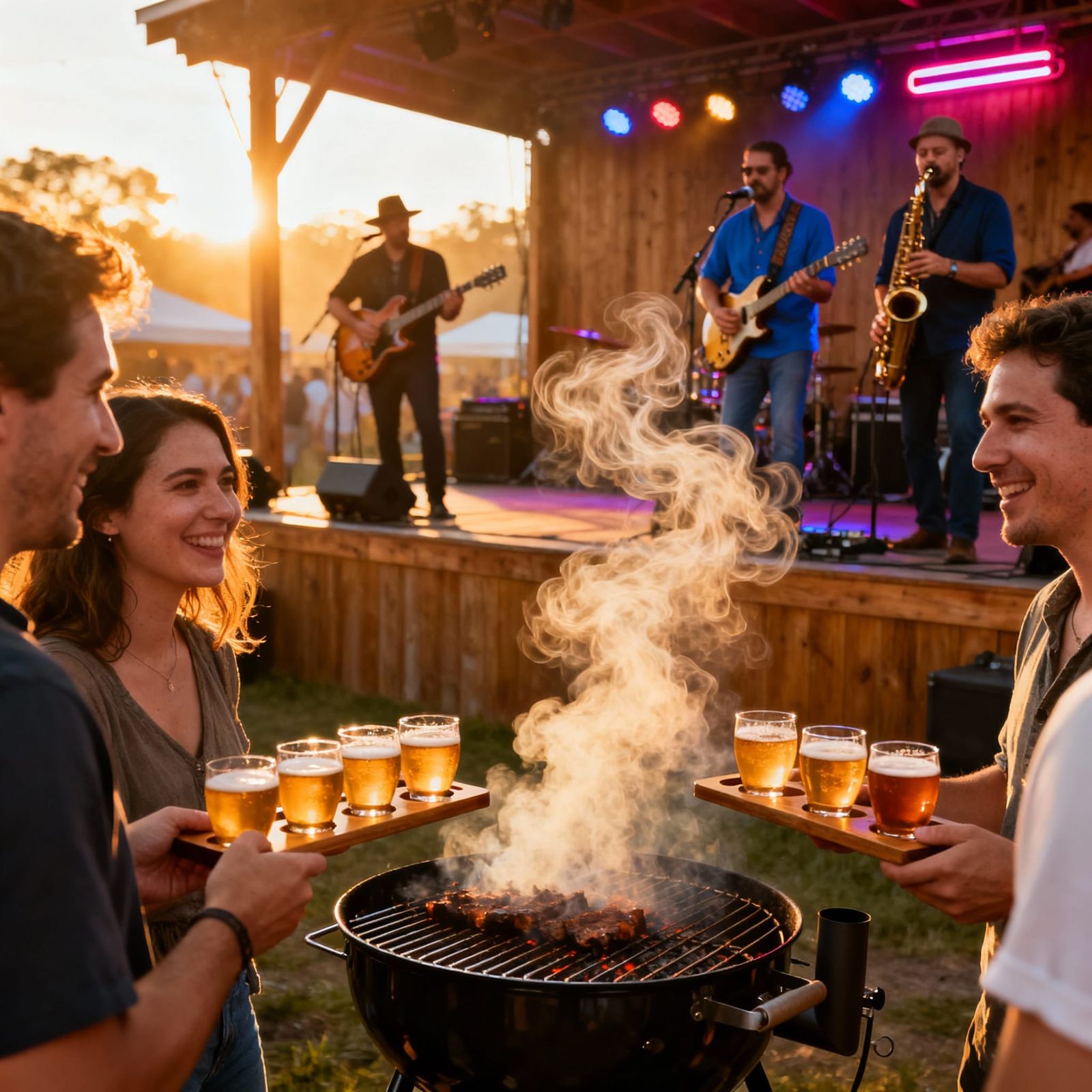Festival Fun: Craft Beer, BBQ Smoke & Neon Blues Band