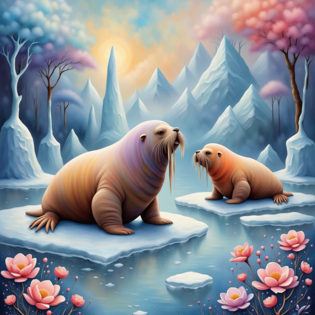 Walrus on Ice in Frozen Style