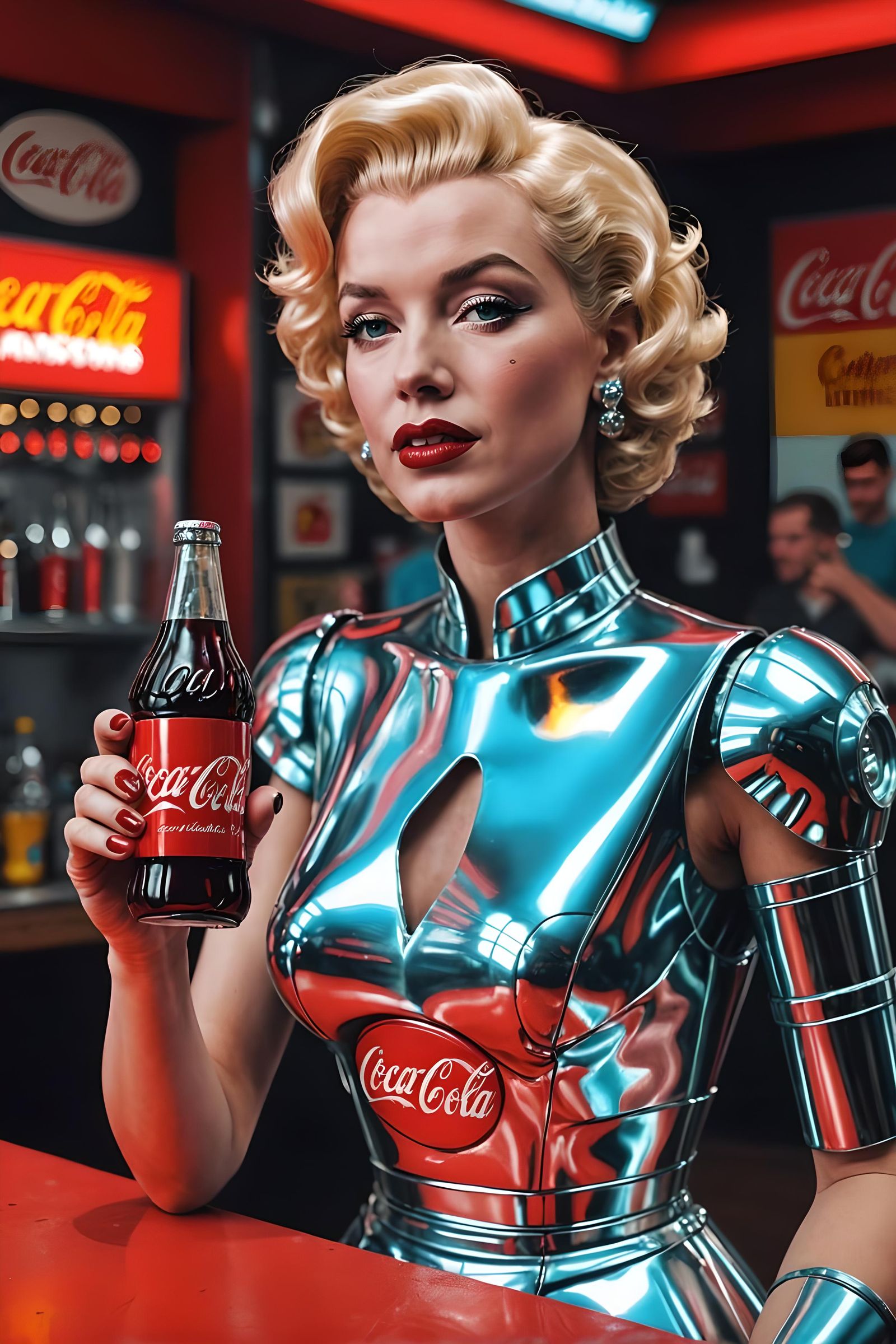 Mylar Robot Marilyn Monroe in Pop Art Style