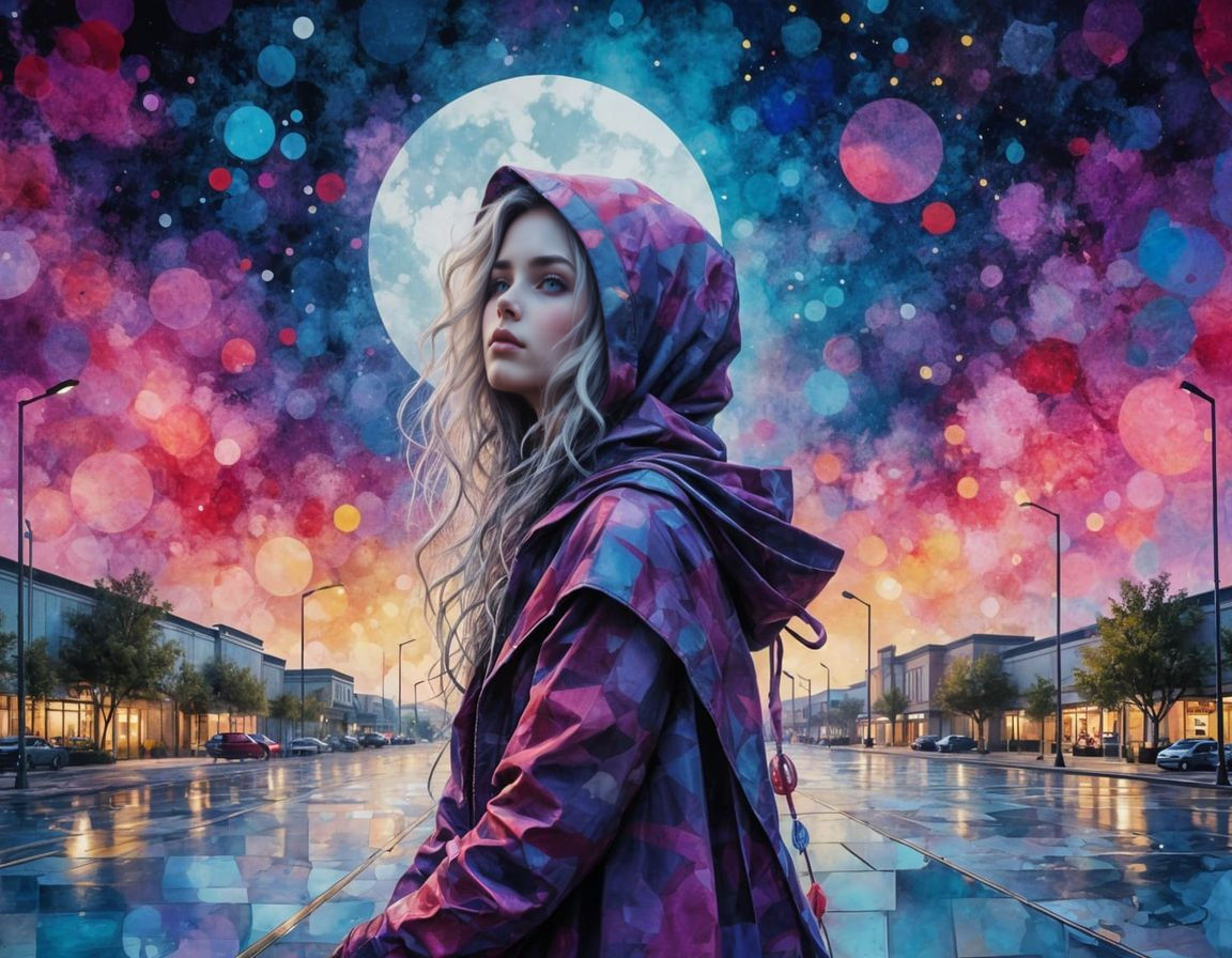 Mysterious Woman in Grunge Oil and Watercolor Style