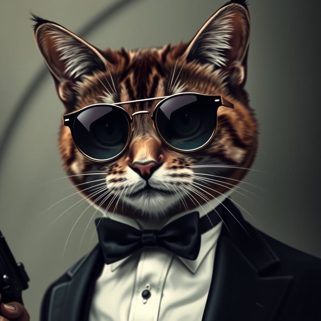 Sophisticated Feline Spy in a Tuxedo