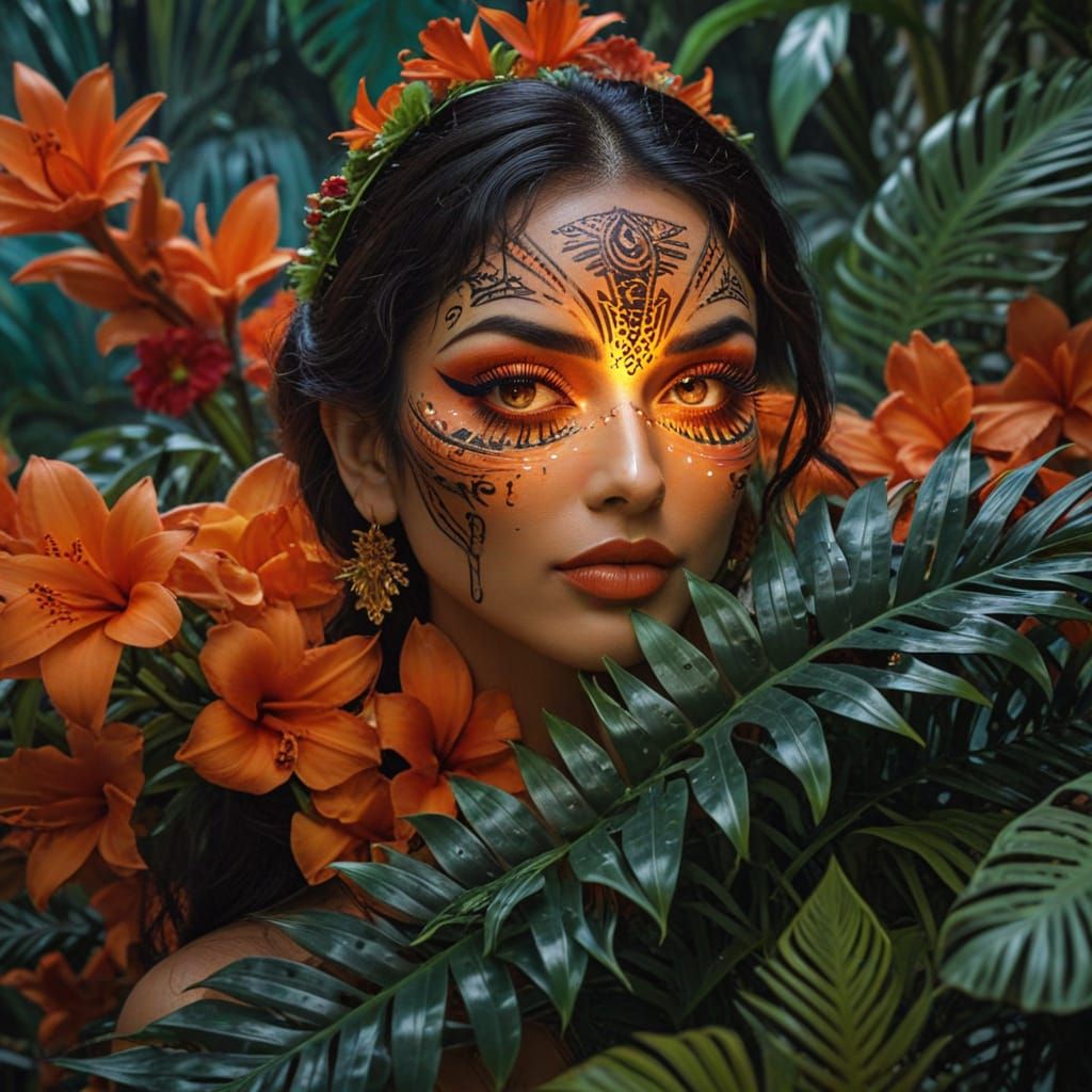 Tropical Oasis Paradise in Exotic Art Style