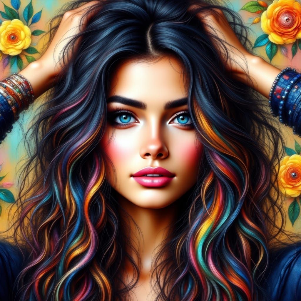 Vibrant Portrait of a Woman with Expressive Eyes
