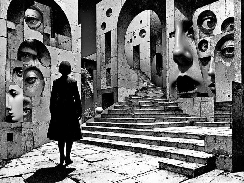 Escher Meets Klimt in Chaotic Surrealist Staircase