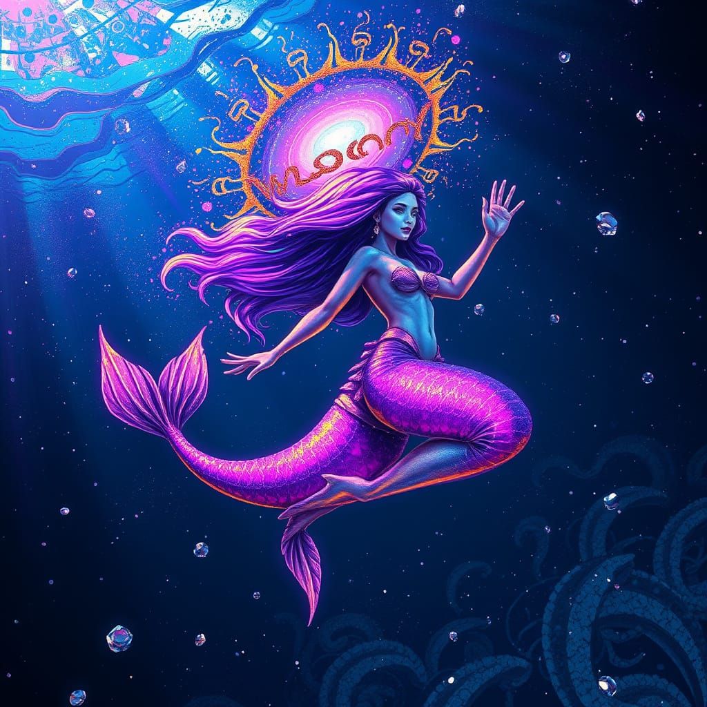 Iridescent Mermaid in Vibrant Oceanic Splendor