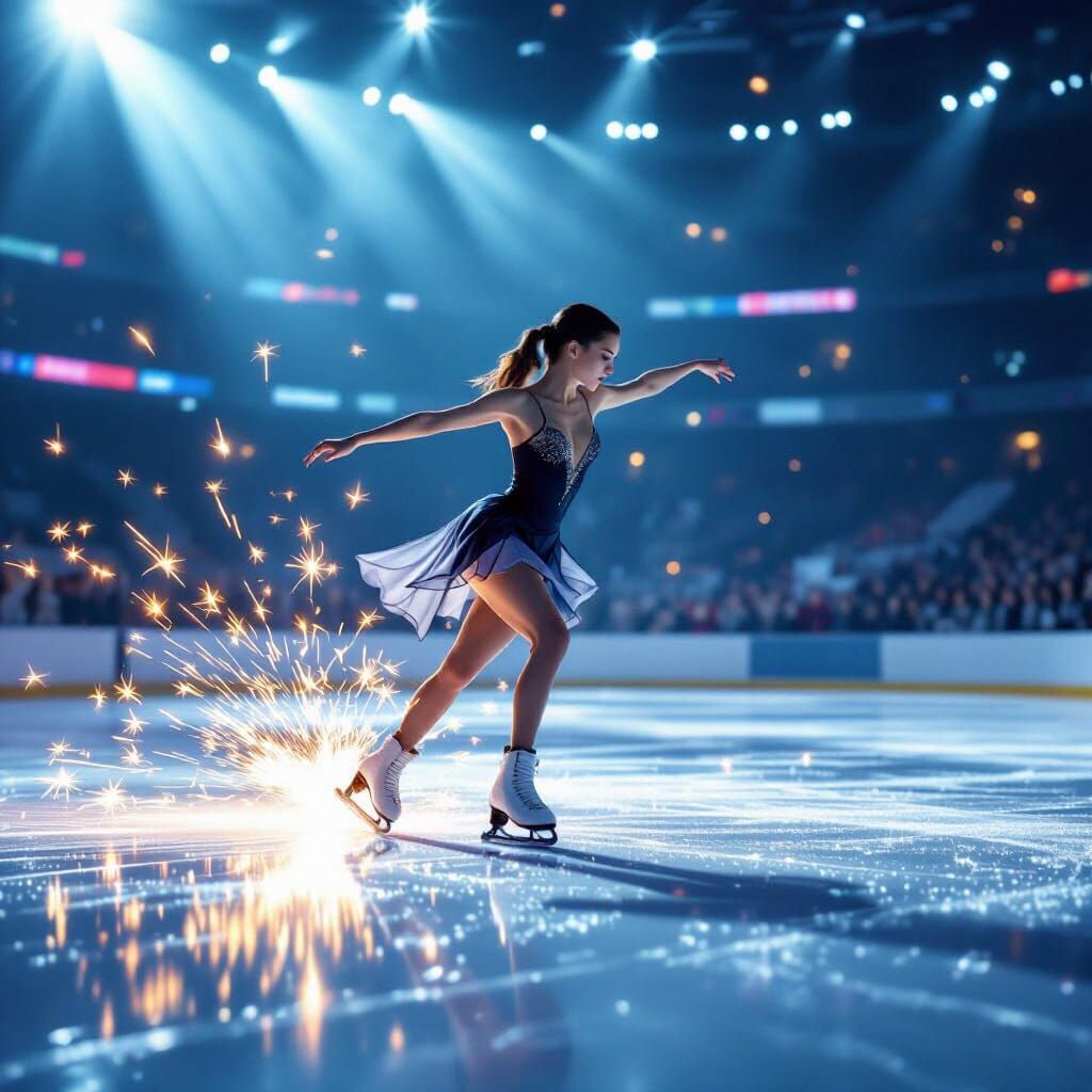Figure Skater's Dazzling Performance on Ice