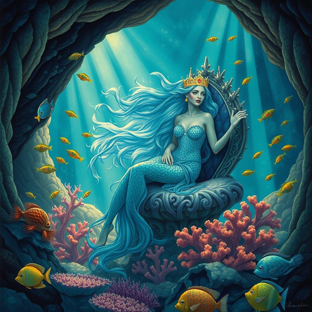 Underwater Princess in Alphonse Mucha Style