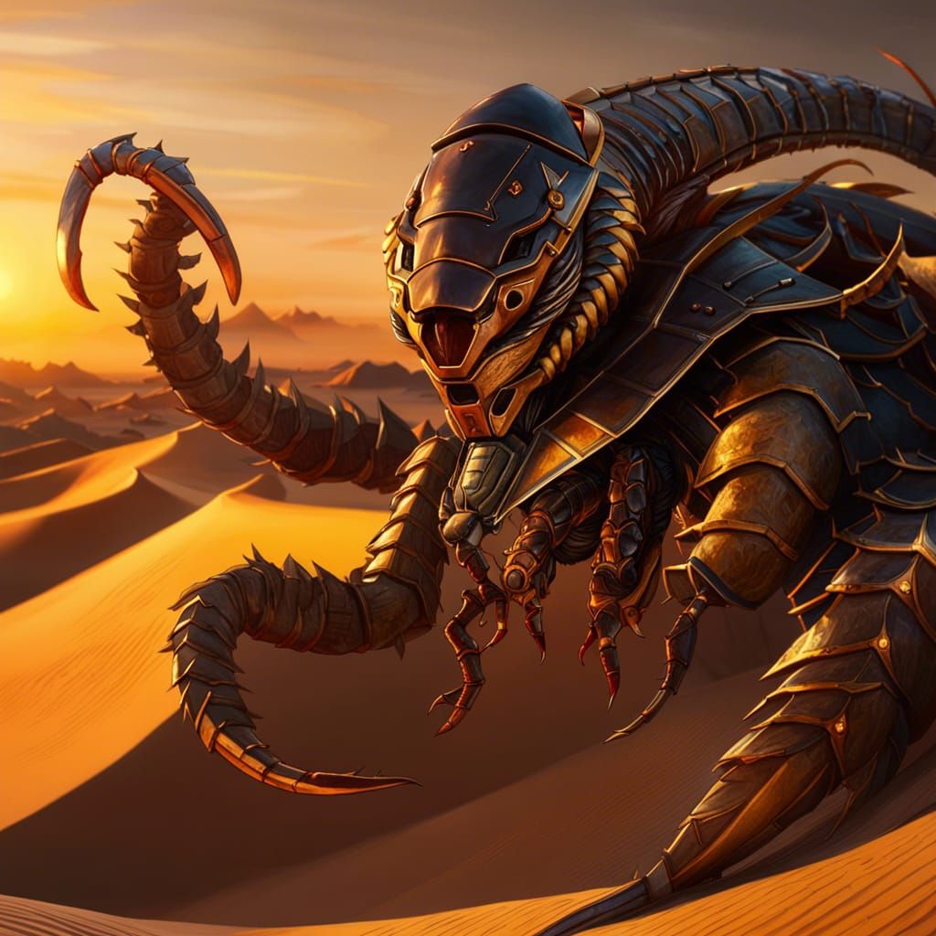 Scorpion in Desert Sunset: Hyperdetailed Concept Art