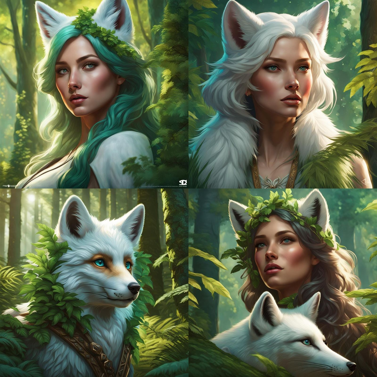 Arctic Fox Portrait in Lush Woods